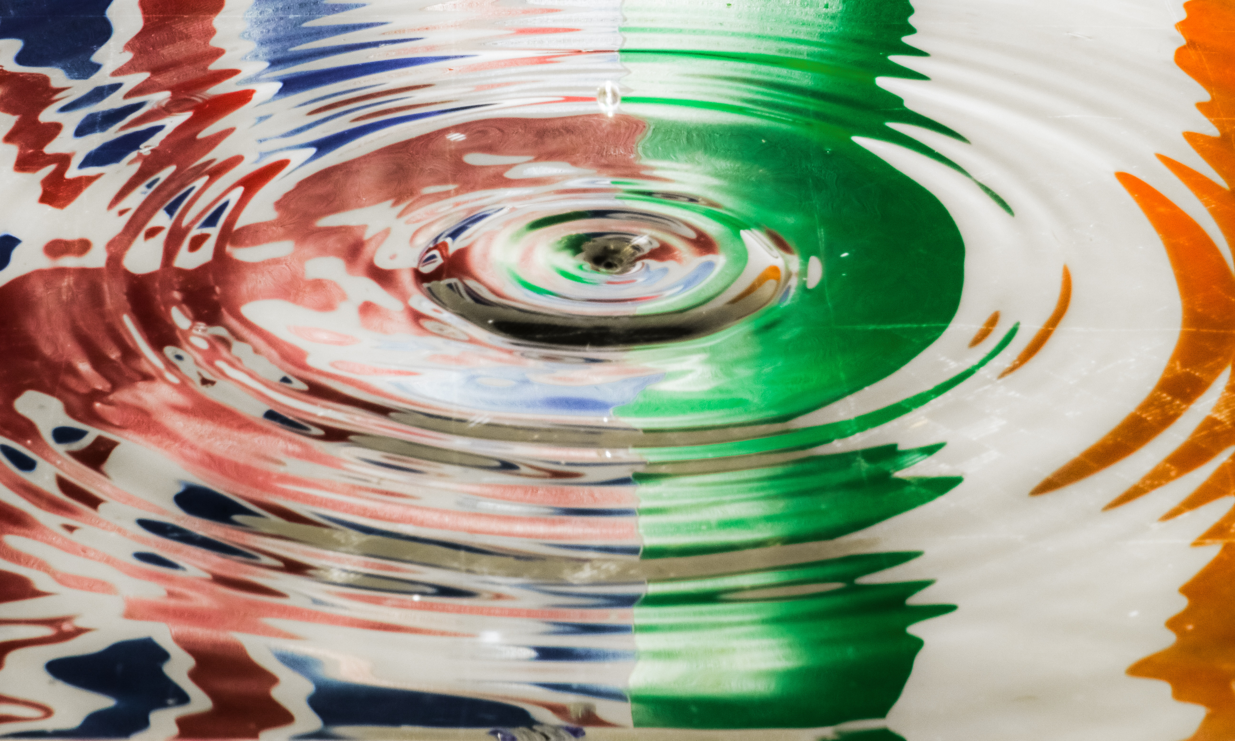 Reflection of Irish and British flags