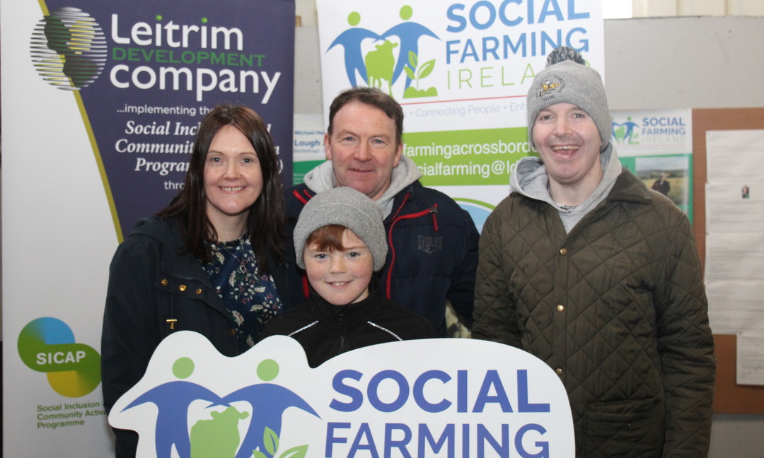 Corrigan family with social farming participant Martin Hannigan