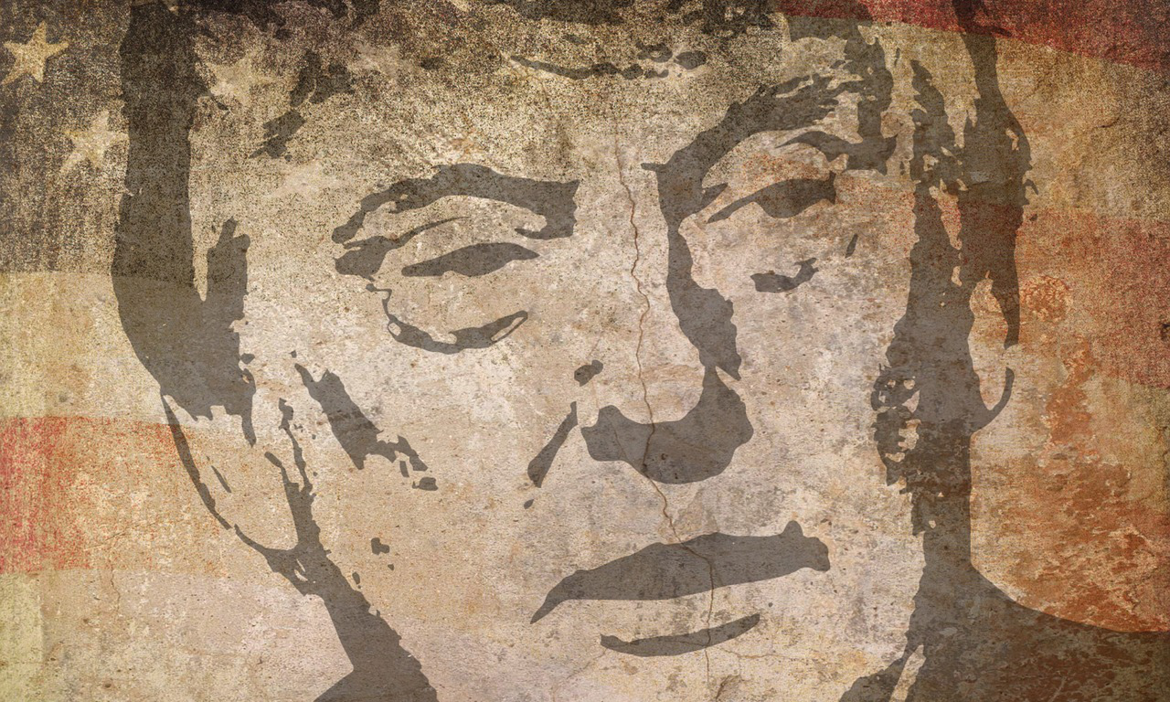Donald Trump and US flag illustration