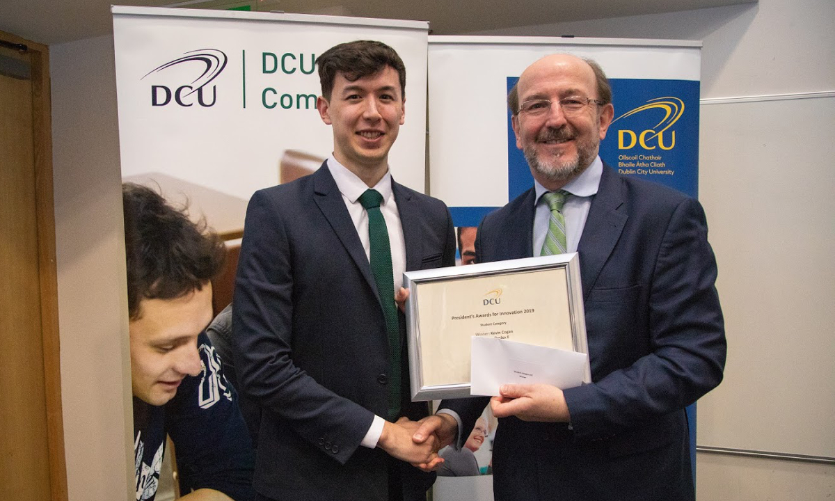 Dyslex E project leader Kevin Cogan with DCU President, Prof Brian MacCraith