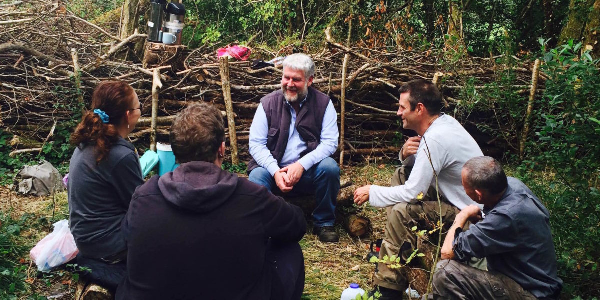 Larry Masterson speaks at an early gathering to discuss social farming