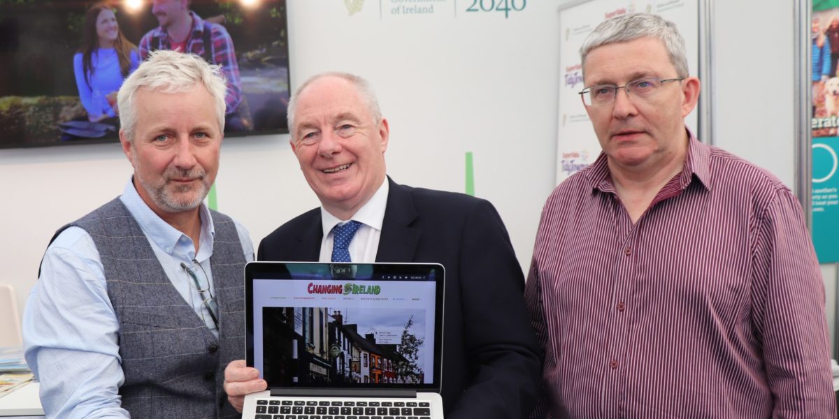 Allen Meagher, Minister Michael Ring and Padraic Sweeney launch ChangingIreland.ie at Ploughing 2019