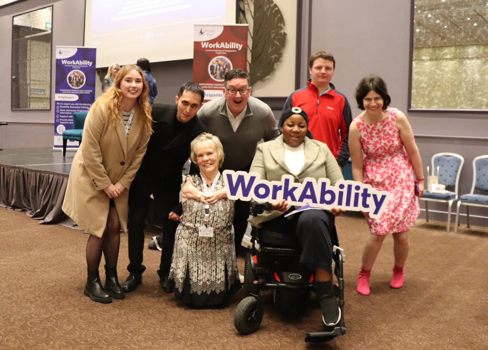 Staff and participants in the WorkAbility programme: Amy McGrath, programme mentor, Ali Loughnane, Maggie Woods, programme co-ordinatory, Brian Clancy, Esther Koroma, Eanna O’Cosgora and Lisa Madden.